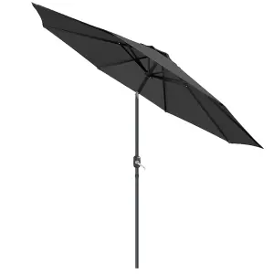 SunDaze 2.7M Black Round Garden Parasol Outdoor Patio Umbrella, Base Weights & Weather Protective Cover