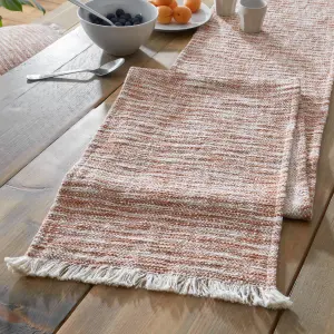 Pineapple Elephant Textured Frayed Edge Cotton Table Runner Terracotta