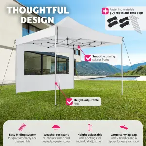 Gazebo Olivia - 3 x 3 m, with aluminium frame, 4 side panels, weather-resistant - white