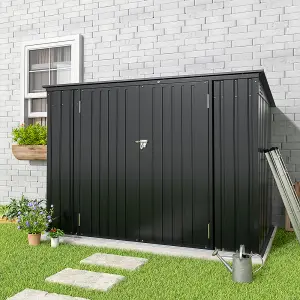 6 x 4 ft Metal Shed Garden Storage Shed Bin Bike Store for Bike Bicycle Garbage Bin Store,Charcoal Black