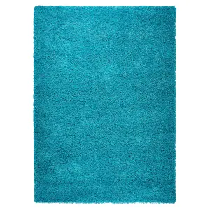 Teal Blue Thick Shaggy Rug - California