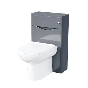 Nes Home Modern Back To Wall Toilet Pan and Grey WC Unit & Soft Close Seat