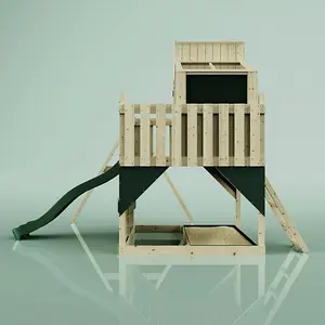 Rebo PolarPlay Kids Climbing Tower & Playhouse - Swing Dagma Green