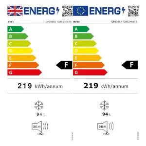Beko QFS3682 Integrated Defrosting Freezer - White