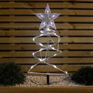 45cm Set of 4 Light up White Spiral Christmas Tree Garden Path Lights with 100 White LEDs