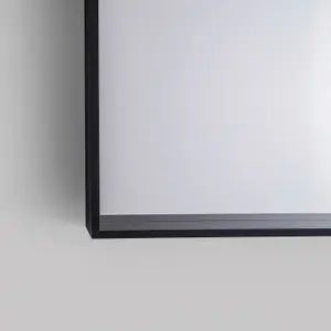 Edge-Black 1200, Illuminated rectangular wall mirror with Black Frame, with LED 120x75x55 cm Black