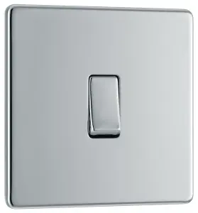 BG Electrical FPC12 Nexus Screwless Flat-Plate 2 Way 10A Single Light Switch Polished Chrome