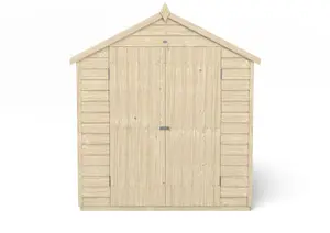 Forest Garden Overlap 8x6 ft Apex Wooden 2 door Shed with floor - Assembly service included