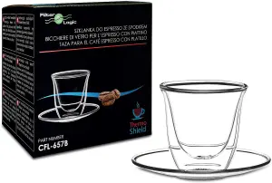 Double Wall Espresso Glass with Saucer - CFL-657B ThermoShield by FilterLogic