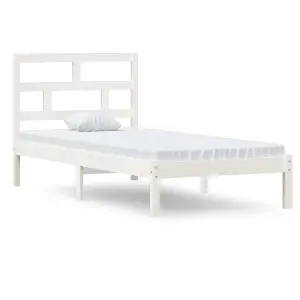 Berkfield Bed Frame White Solid Wood 90x190 cm 3FT Single