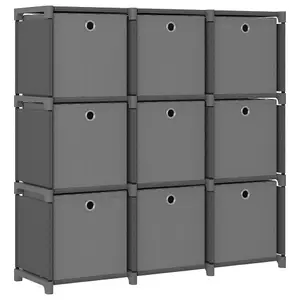 Berkfield 9-Cube Display Shelf with Boxes Grey 103x30x107.5 cm Fabric