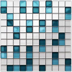 Glass mosaic on mesh for bathroom or kitchen 300mm x 300mm - Blue dream