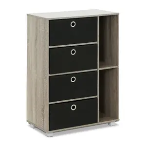 Furinno Andrey Multipurpose Storage Cabinet with Bin Drawers, French Oak Grey