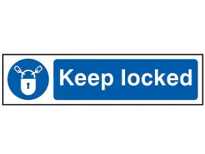 Durable PVC 'Keep Locked' Sign - 200x50mm for Safety Compliance