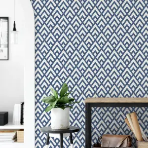 NuWallpaper NU3672 Kanoko Peel & Stick Wallpaper, Navy & White