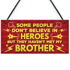 Red Ocean HERO Brother Christmas Birthday Gift Hanging Comic Plaque For Big Brother Friendship Family Keepsake