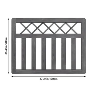 Grey Outdoor Cross Top Wooden Garden Gate Pedestrian Fence Yard Door with Accessory Kit,120cm x 90cm