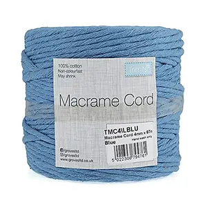 Trim: Macramé Cord: Cotton: 87m x 4mm: 0.5kg: Pale Blue