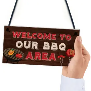 Red Ocean BBQ Home Decor Sign Novelty Barbecue Plaques For Garden Welcome Signs Home Gifts