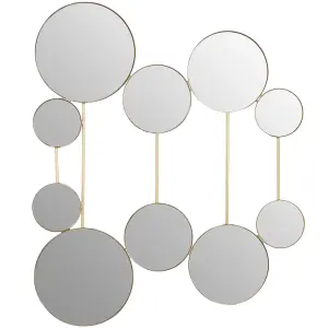 Interiors by Premier Multi Circular Wall Mirror, wall Mirror with gold finish frame, Wall Mirror For Living Room and Hallway