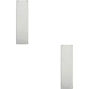 2x Plain Victorian Door Finger Plate 298 x 73mm Satin Chrome Push Plate