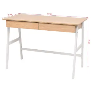 Berkfield Writing Desk 110x55x75 cm Oak and White