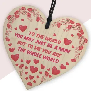 Red Ocean Gifts for Mum - Mum Gifts Wooden Heart, Mum Birthday Gifts with Touching Words,