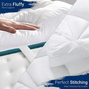 Bedbric White Quilted Microfiber Mattress Topper All Sizes