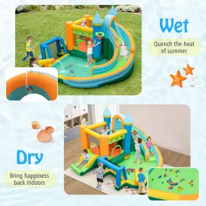 Costway Inflatable Water Slide Blowup Water Park Wet Dry Combo Bounce House