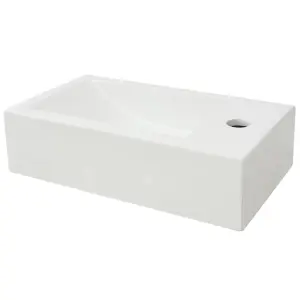 Berkfield Basin with Faucet Hole Rectangular Ceramic White 46x25.5x12 cm