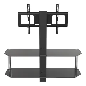 AVF Black Glass 1.14m TV stand with TV Mounting Column