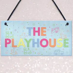 Red Ocean Child's Playhouse Sign Hanging Door Wall Plaque Son Daughter Birthday Gift Home Decor