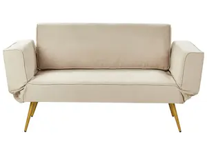 Beliani Glam Sofa Bed SAARELA Beige