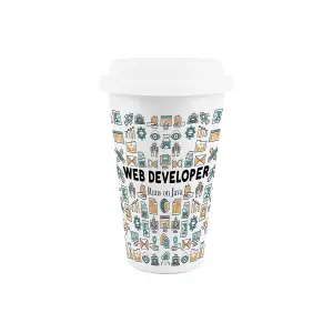 Web Developer Ceramic Travel Mug - Novelty Website & IT Software Gifts/Presents - Double-Walled Insulated Drinks Flask Cup