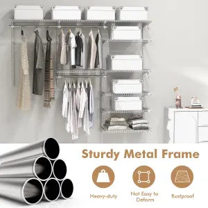 Costway Wall Mounted Closet System Metal Hanging Storage Organizer Rack with Hanging Rod