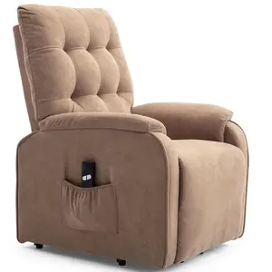 Charlbury Fabric Rise Recliner Armchair Electric Lift Chair (Brown)