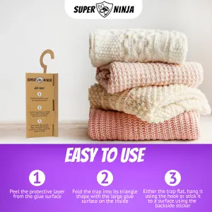 Super Ninja Clothing Moth Killer - 2 Traps - Highly Effective and Ecological Moth Trap - Moth Killer for Wardrobe (2 Pack)