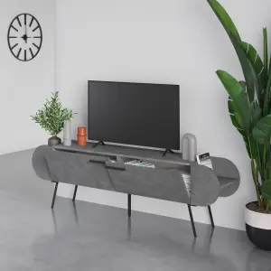 Decortie Capsule Modern TV Unit Multimedia Centre Retro Grey with Storage TV Cabinet 195cm