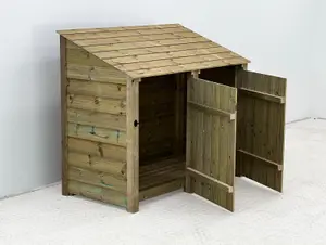 Wooden Premium Tongue & Groove Log Store (W-146cm, H-126cm, D-88cm) With doors