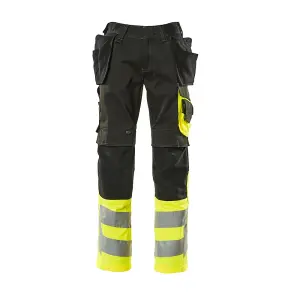 Mascot Safe Supreme Trousers with Holster Pockets (Black/Hi-Vis Yellow)  (46.5) (Leg Length - Regular)