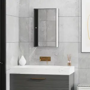 HOMCOM Mirror Cabinet Shelves Bathroom Storage Stainless Steel Wall Cabinet