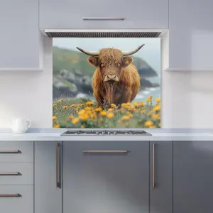 Highland Cow By The Coast Kitchen Splashback