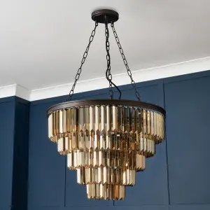 Litecraft Visconte Ingot Bronze 10 Light Crystal Effect Pendant