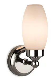 Luminosa Reef 1 Light Bathroom Wall Light Chrome with Opal Glass IP44, E14