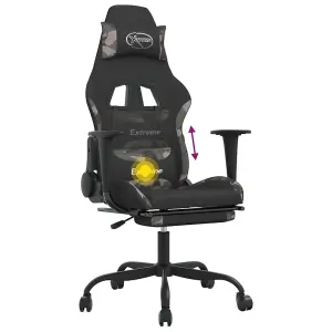 Swivel Gaming Chair with Footrest Black and Camouflage Fabric