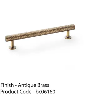 Hammered T Bar Pull Handle - Antique Brass - 160mm Centres SOLID BRASS Drawer