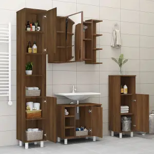 Berkfield Bathroom Mirror Cabinet Brown Oak 80x20.5x64 cm Engineered Wood