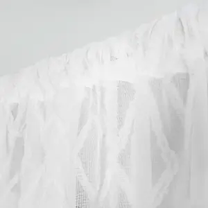 Diamond Voile Curtains Pair Textured Net Slot Top 2 Panel Set 55x87", White