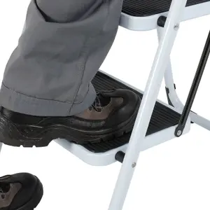 0.75m Folding Step Ladder Safety Stool 3 Tread Compact Anti Slip Rubber Steps