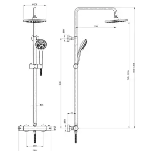 Dezine Alto Exposed Round Shower Kit, Chrome